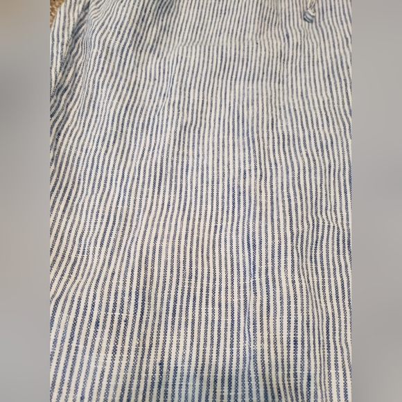 Talbots 100% Linen Pants Size 16W Blue and White Stripe - Picture 3 of 10